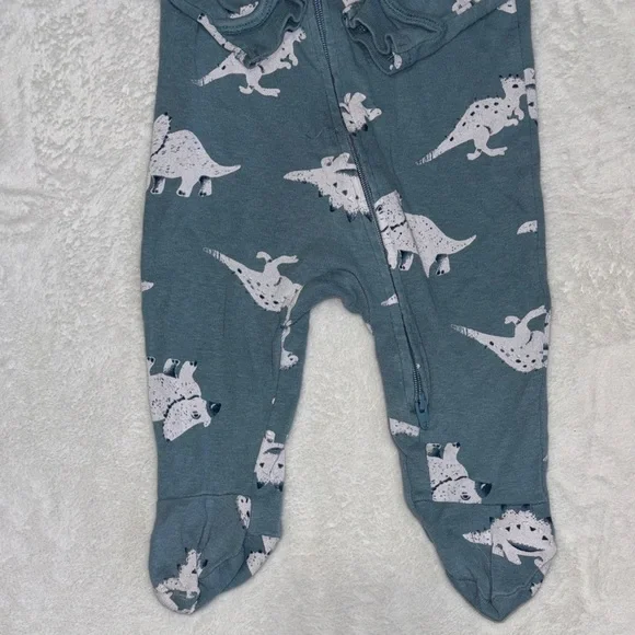 (2 for $10) carters Dinosaur Print Kids One Piece - Blue footie / sleeper - Picture 3 of 8